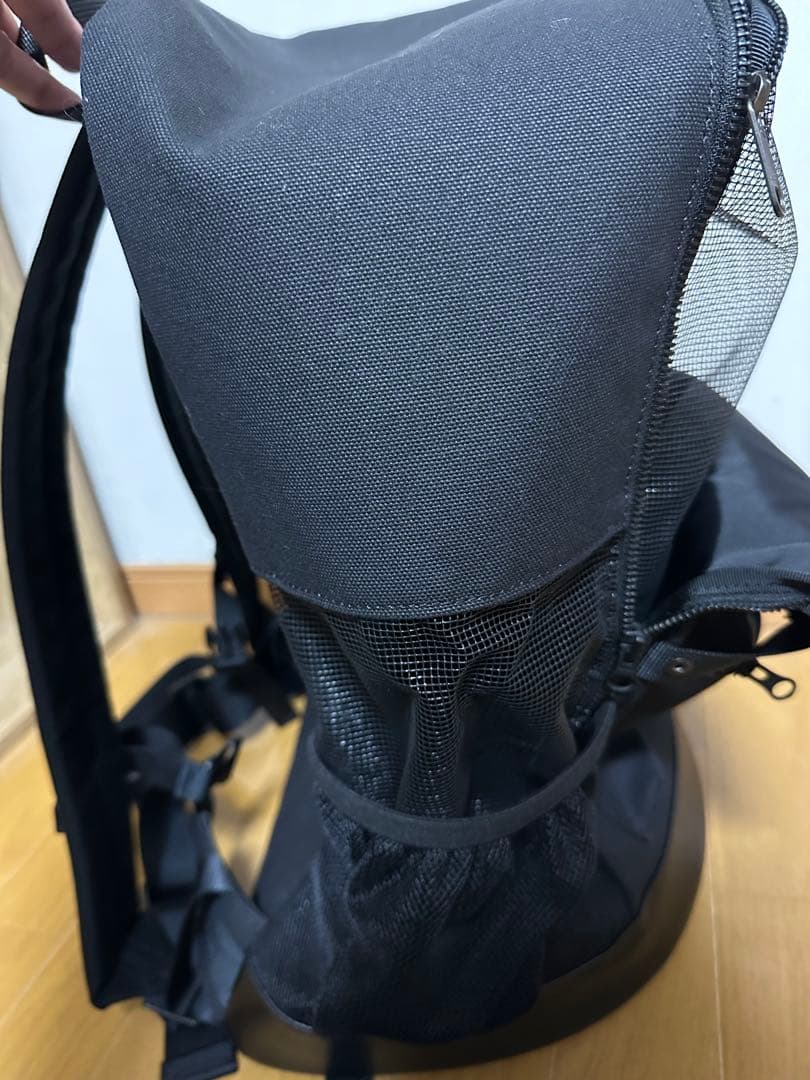 MEeinc ペットキャリーリュック LサイズブラックOKAGO L 帆布と本革