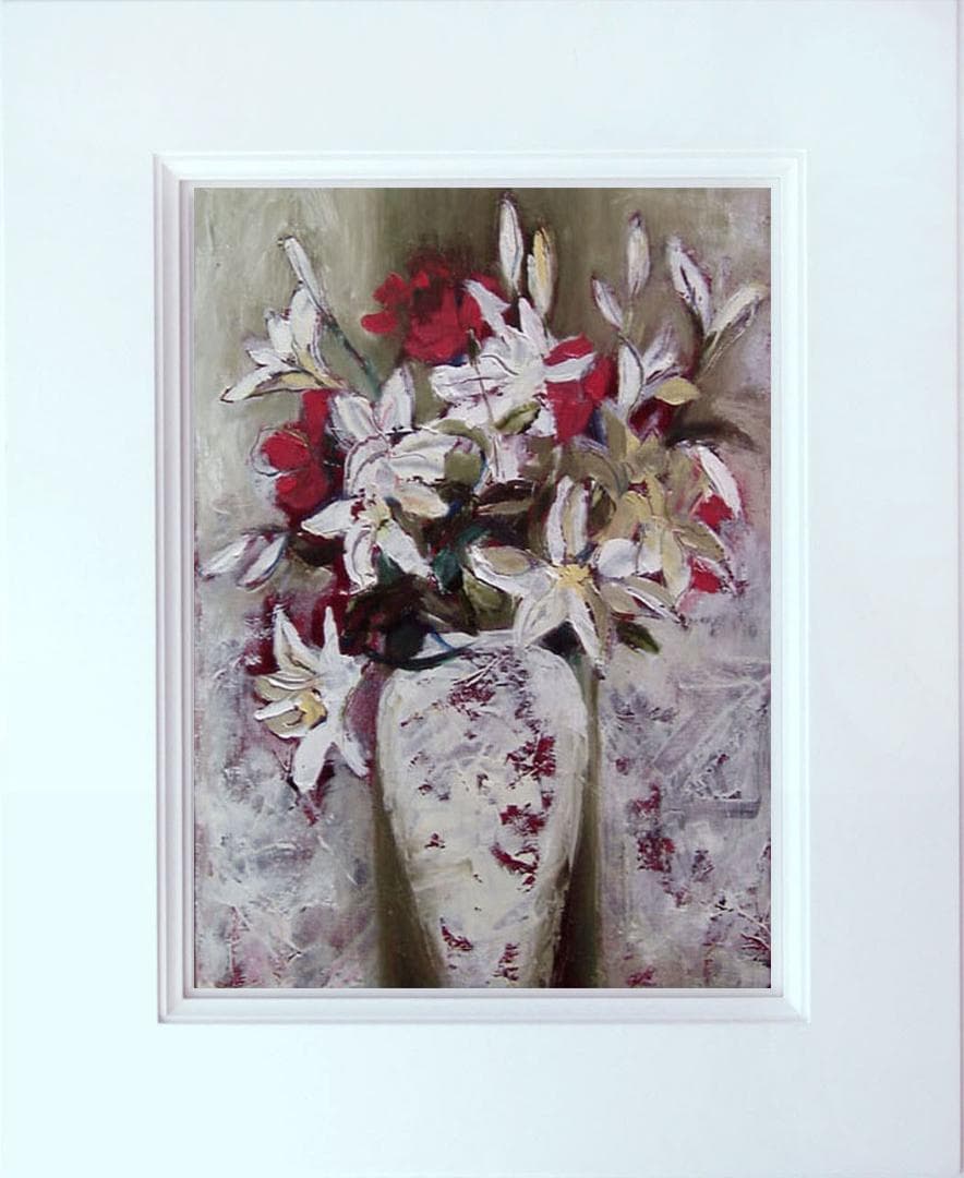 油絵 菅家令子 絵 絵画 インテリア 額付(黒) uF6-112402 花 ゆり