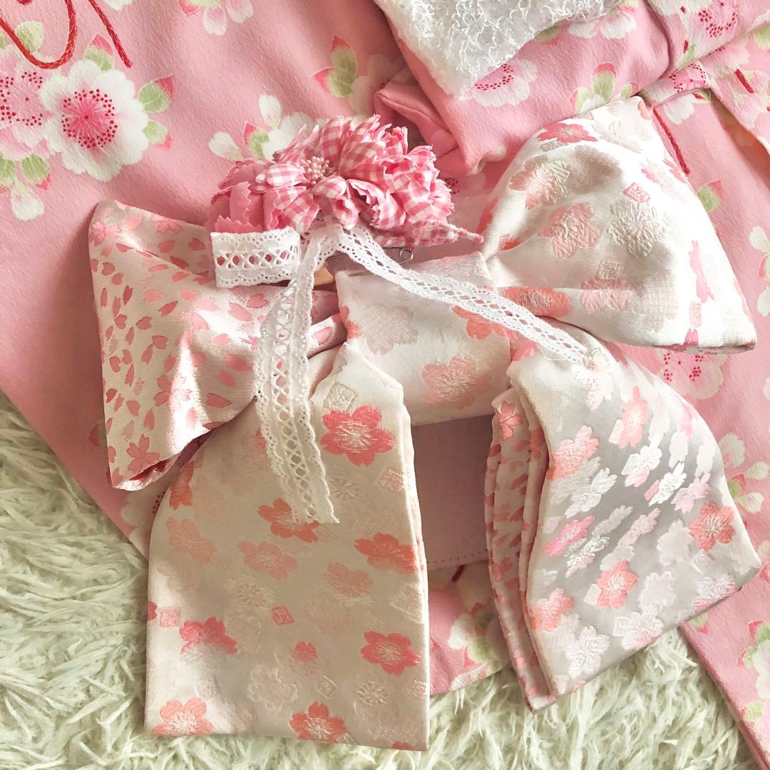 七五三　7歳　ポンポネット日本製生地着物　他13点セット　ピンク好き女の子