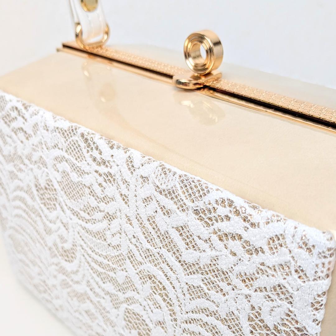 和装 草履 バッグ セット レース×ラメ 白 ベージュ フリーサイズ u73-1