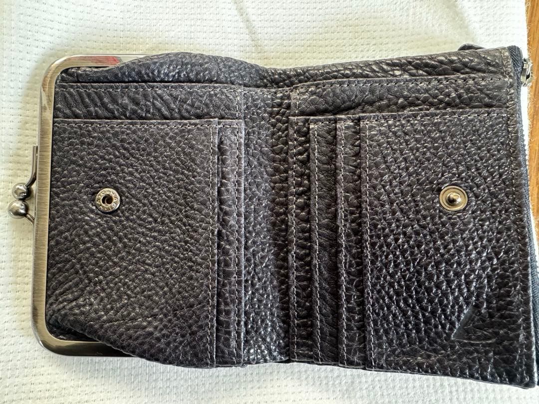 土屋鞄　財布　がま口　ネイビー