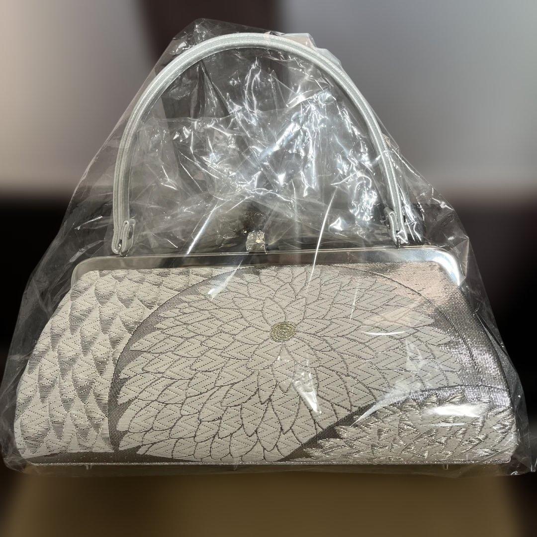 成人式シルバー バッグと草履のセット