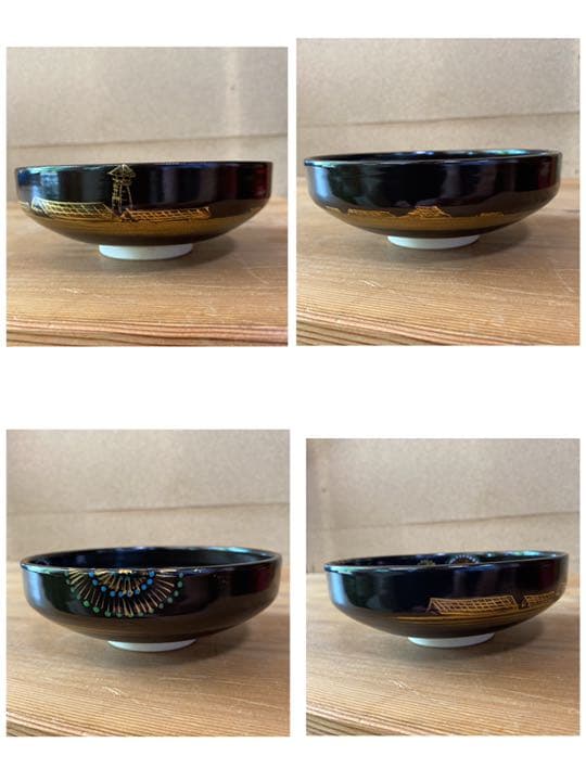 [茶道具]弘艸造　黒釉花火絵茶碗(共箱) ○