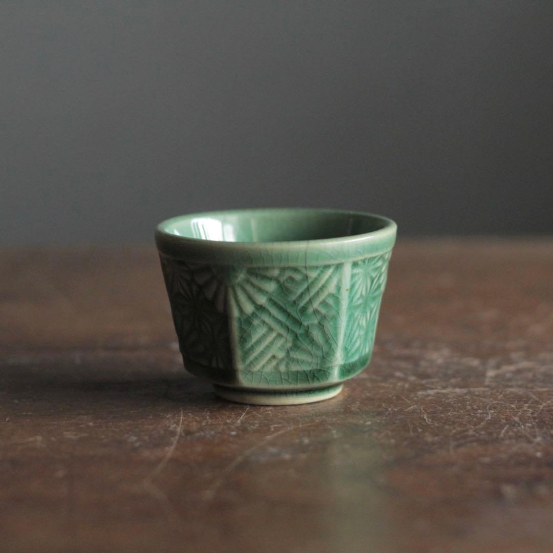 珉平焼 面取 盃 ぐい呑み 酒器 No.2 古美術 古道具 アンティーク