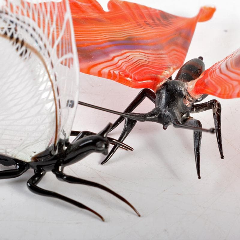 ガラス細工 蝶 蜻蛉 置物 5点まとめて F R6001