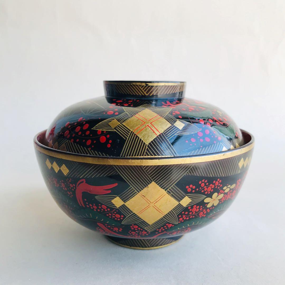 東北古漆器 福島 希少 秀衡塗 金箔/色漆 会津絵 会津箔碗×