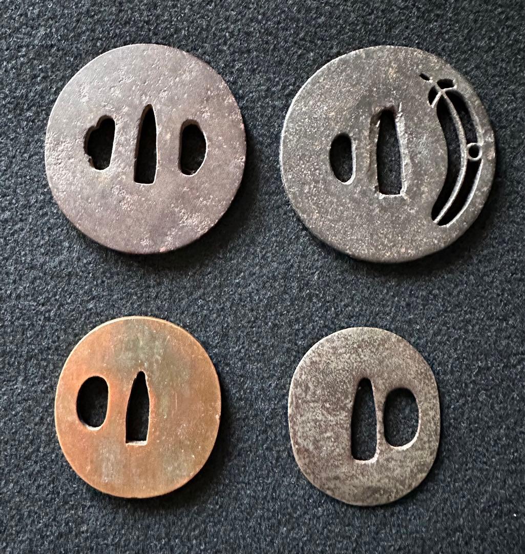 時代武具　鍔 鉄地銅地鍔四点セット　江戸時代　鐔
