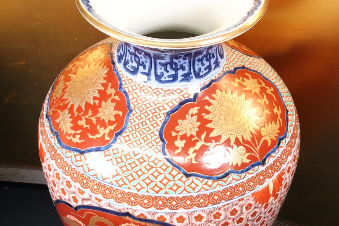 BE688 有田焼 松右衛門 作 染錦鳳凰 花瓶 花入 大型 高さ74