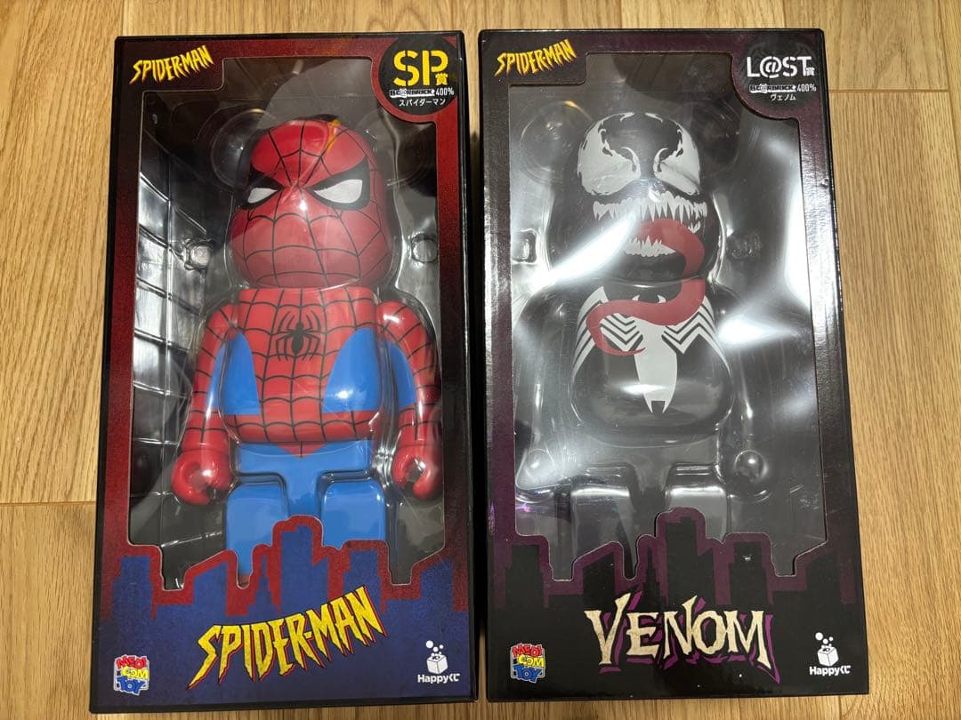 ベアブリック　一番くじ　スパイダーマン　XMEN ハッピーくじ　ヴェノム SPIDE-MAN BE@RBRICK ハッピーくじラスト賞ヴェノム