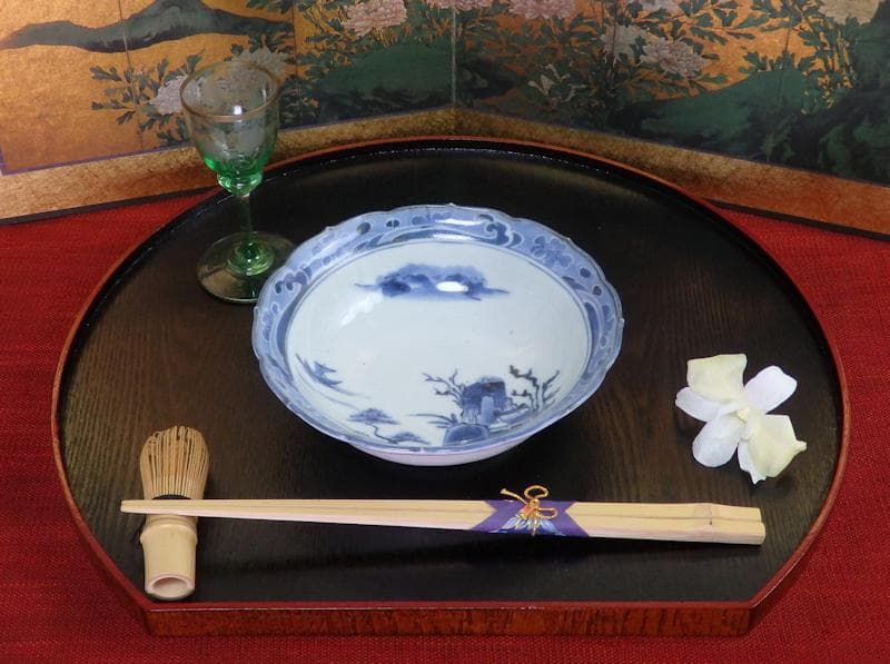 古伊万里 染付 墨弾 桜花に波 楼閣山水図 膾皿 5客 A634AS-CVz - メルカリ