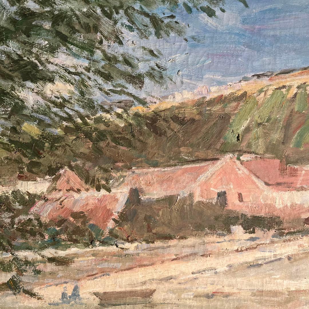 ☆秀作☆ 手書き油絵 クロード・モネ 水辺 ベンヌクール（大）肉筆絵画