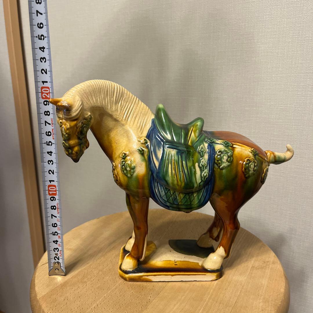 骨董品】☆中国美術 唐三彩 馬の置物 （唐物 古玩 陶磁器 陶器