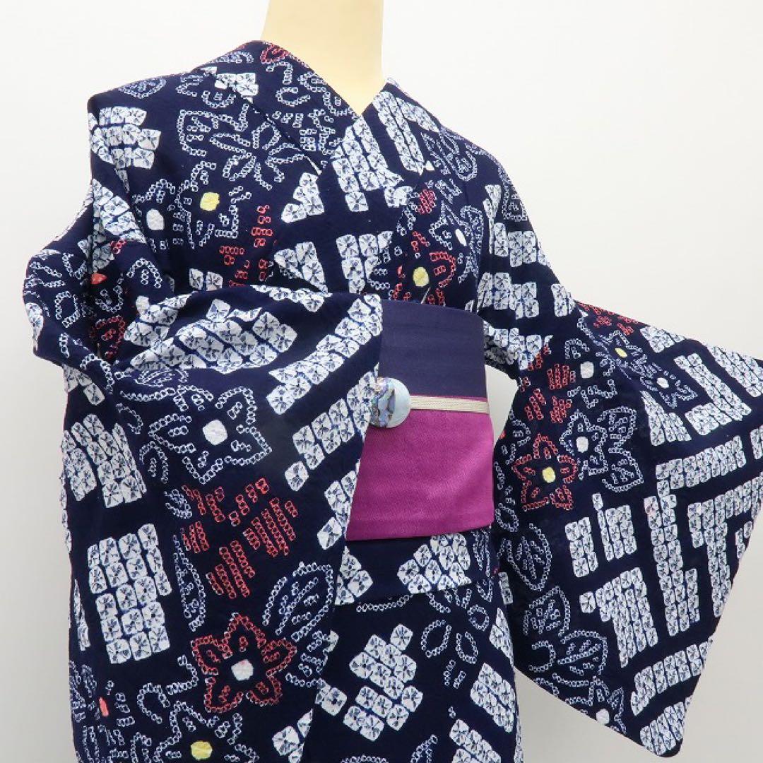 くら&こた✺美品 有松鳴海絞り 綿 高級浴衣 着物 A3512