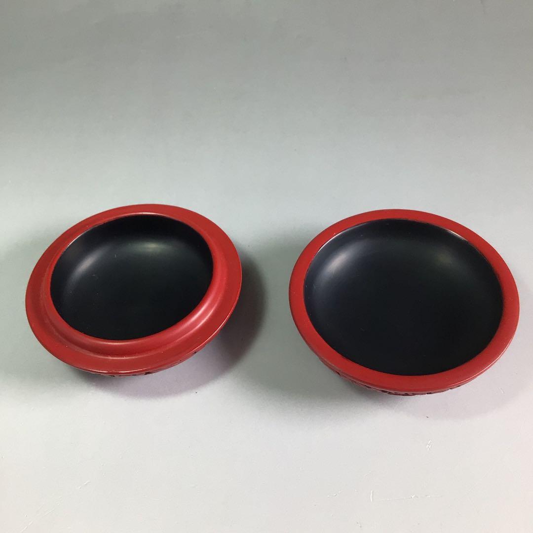 R694 香合 『漆芸 三野原晃一作』『牡丹彫』『堆朱香合』 共箱 茶道具