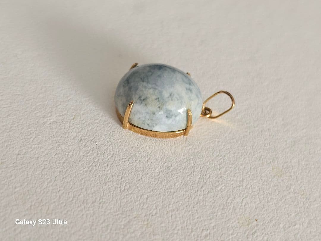 糸魚川青翡翠　１８金ペンダント１２mmx１０mm