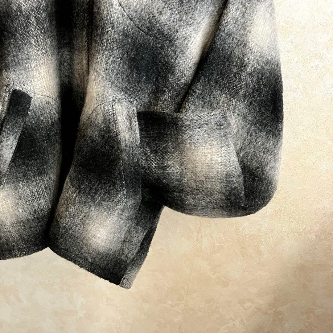 極美品 70's USA製 メルトン オンブレチェックJKT 黒 L