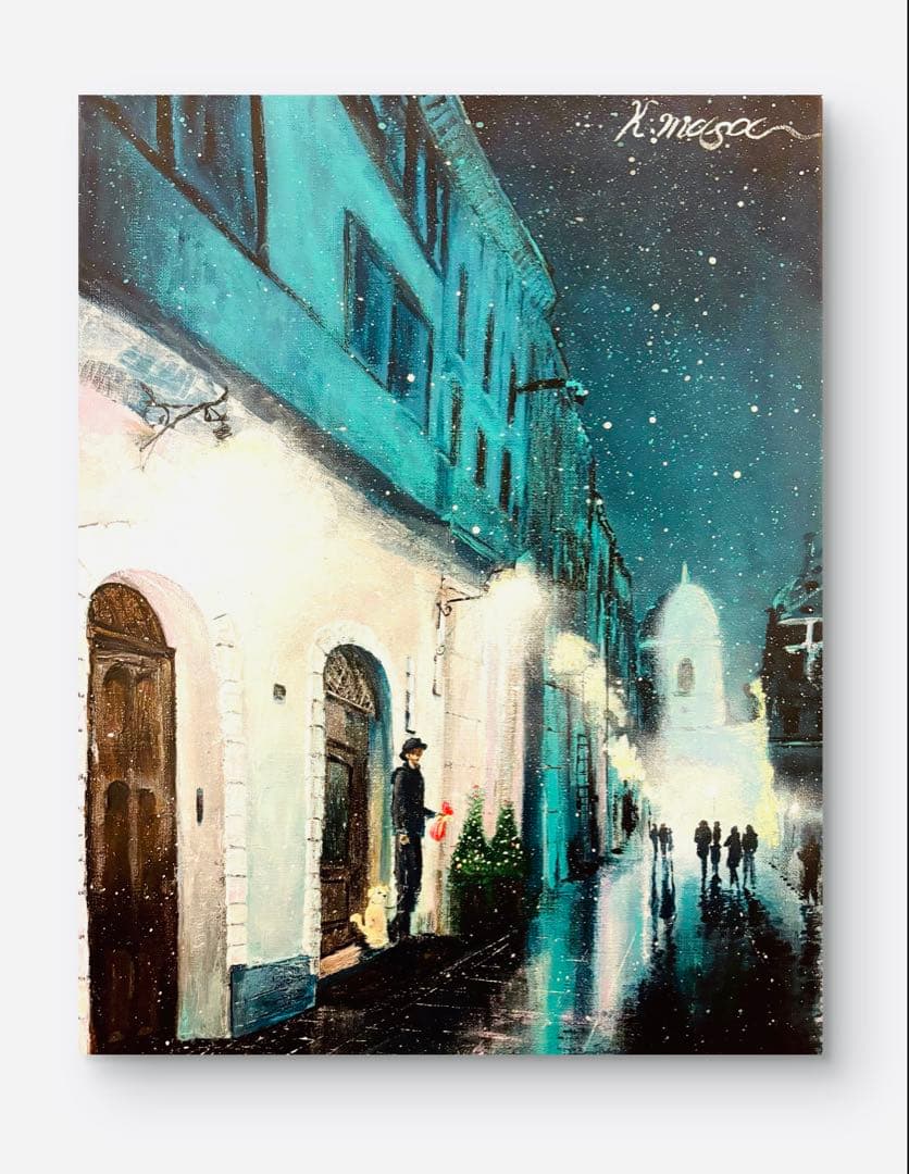 期間限定値下げ中 アクリル原画 F6サイズ 夜景アート モダンインテリア