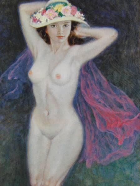 岩田 浩昌、花帽子、希少画集の一部、 新品高級額装付