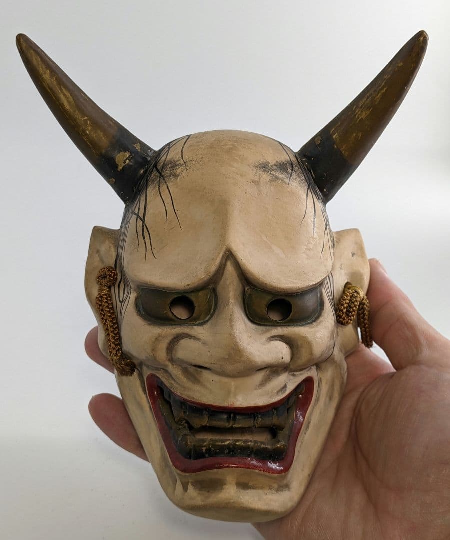 般若面型春画置物 裏絵 隠し絵 色絵陶器 やきもの 珍品 レア 希少 子宝