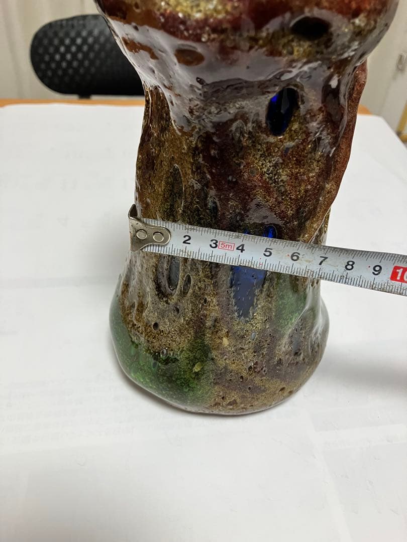 沖縄 琉球ガラス 【故】稲嶺盛吉作 花瓶 宙吹ガラス工房虹 現代の