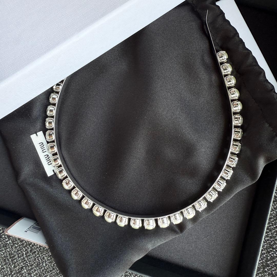 Miumiu パールクリスタルヘアバンド