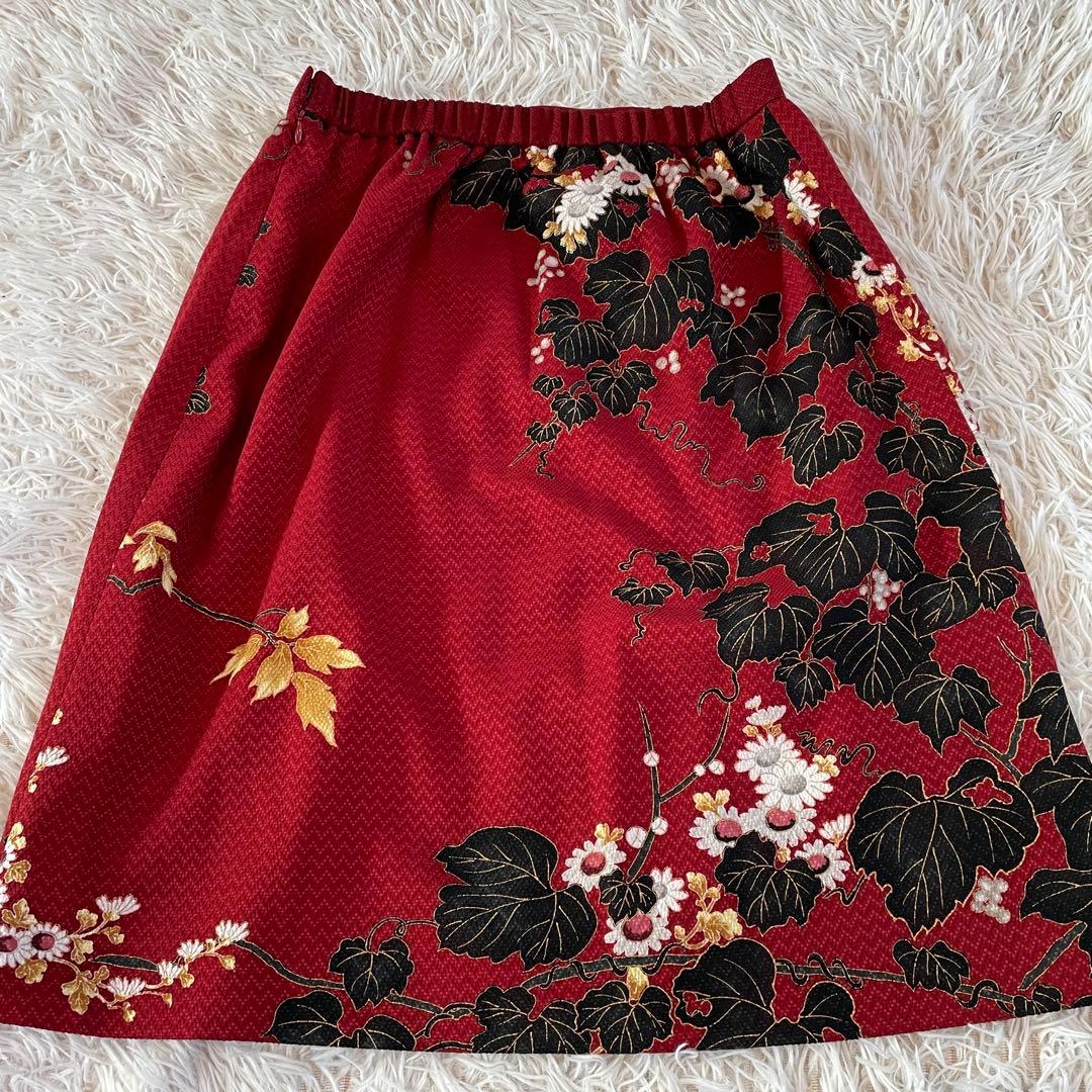 Pagong 未使用タグ付き　和柄　花柄　日本製　スカート　蔦と菊牡丹