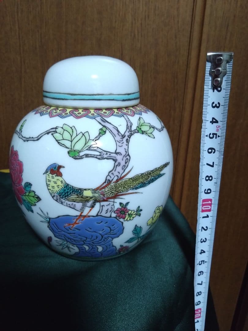 花鳥絵図陶器 茶壺 お茶入れ 中国景徳鎮 - メルカリ