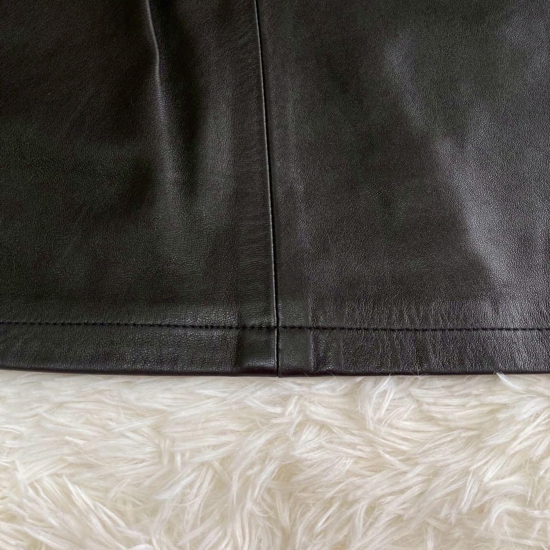 agnes b. レザースカート ブラック 34 ラムレザー オシャレ 大人