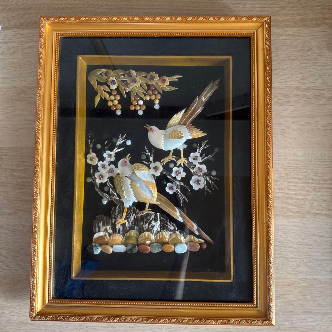 貝殻細工 鳥と花のアート作品 - メルカリ