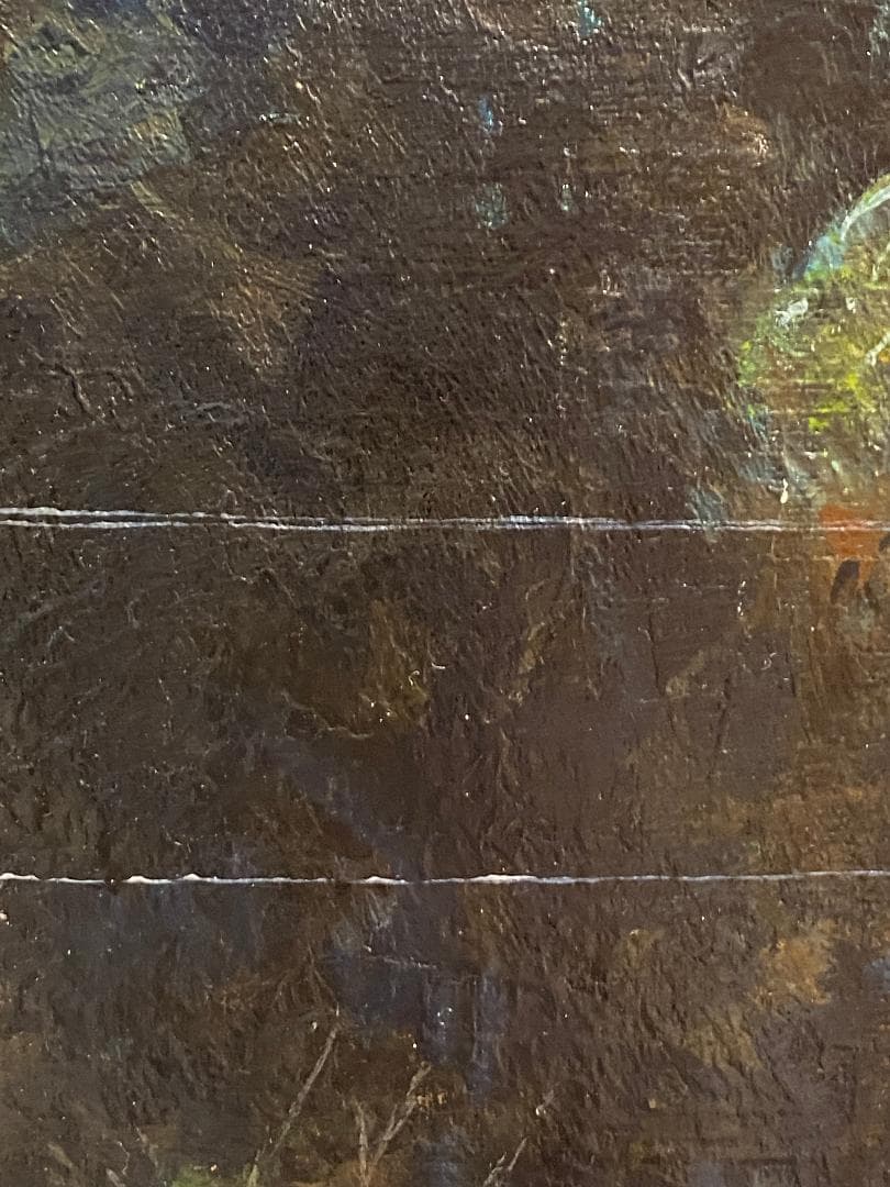 「真作」西田義貞「京都 美山の早春」風景画　油彩画　額装　サイン有り　F10号