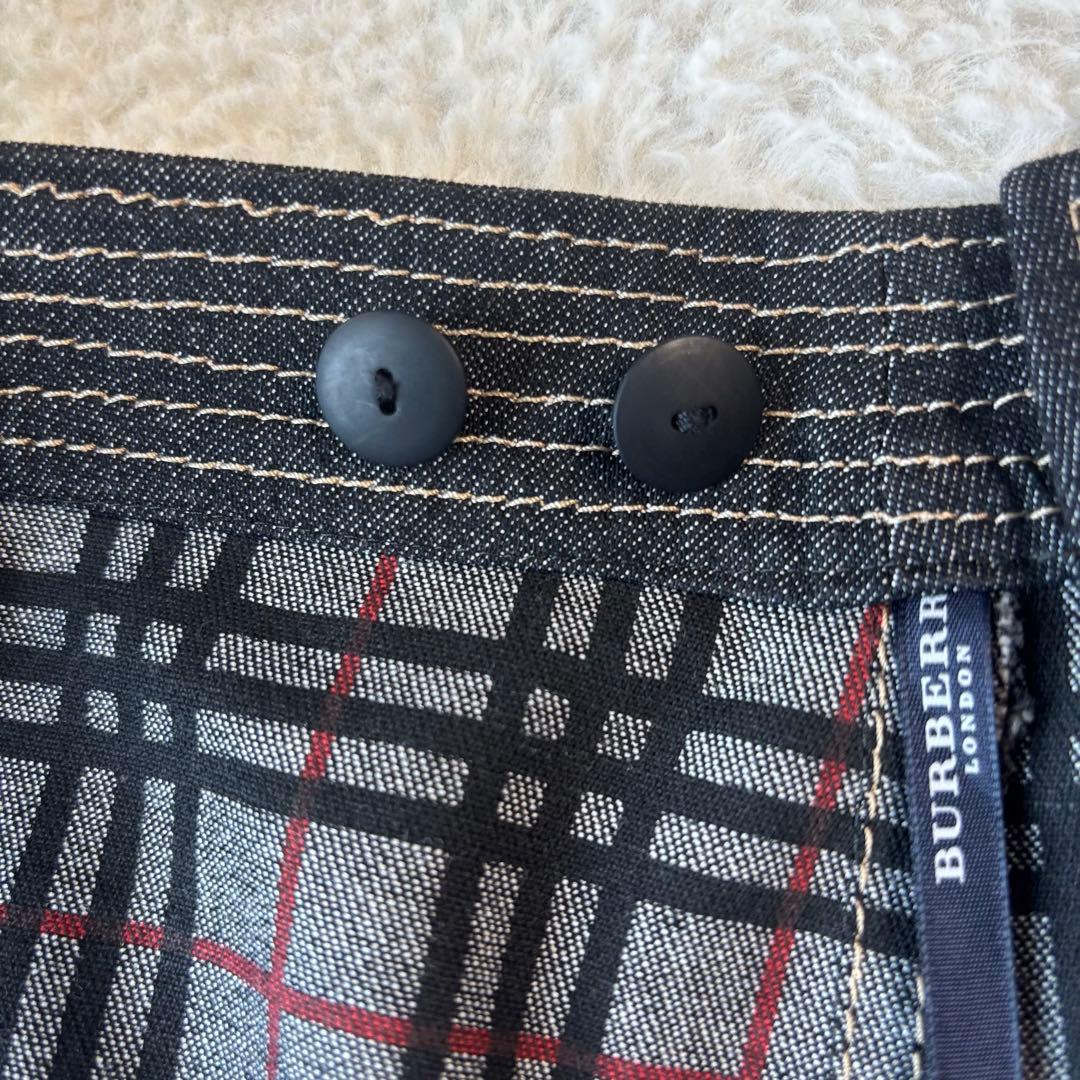 超美品 バーバリーロンドン 大きいサイズ42 ラップスカート インディゴ