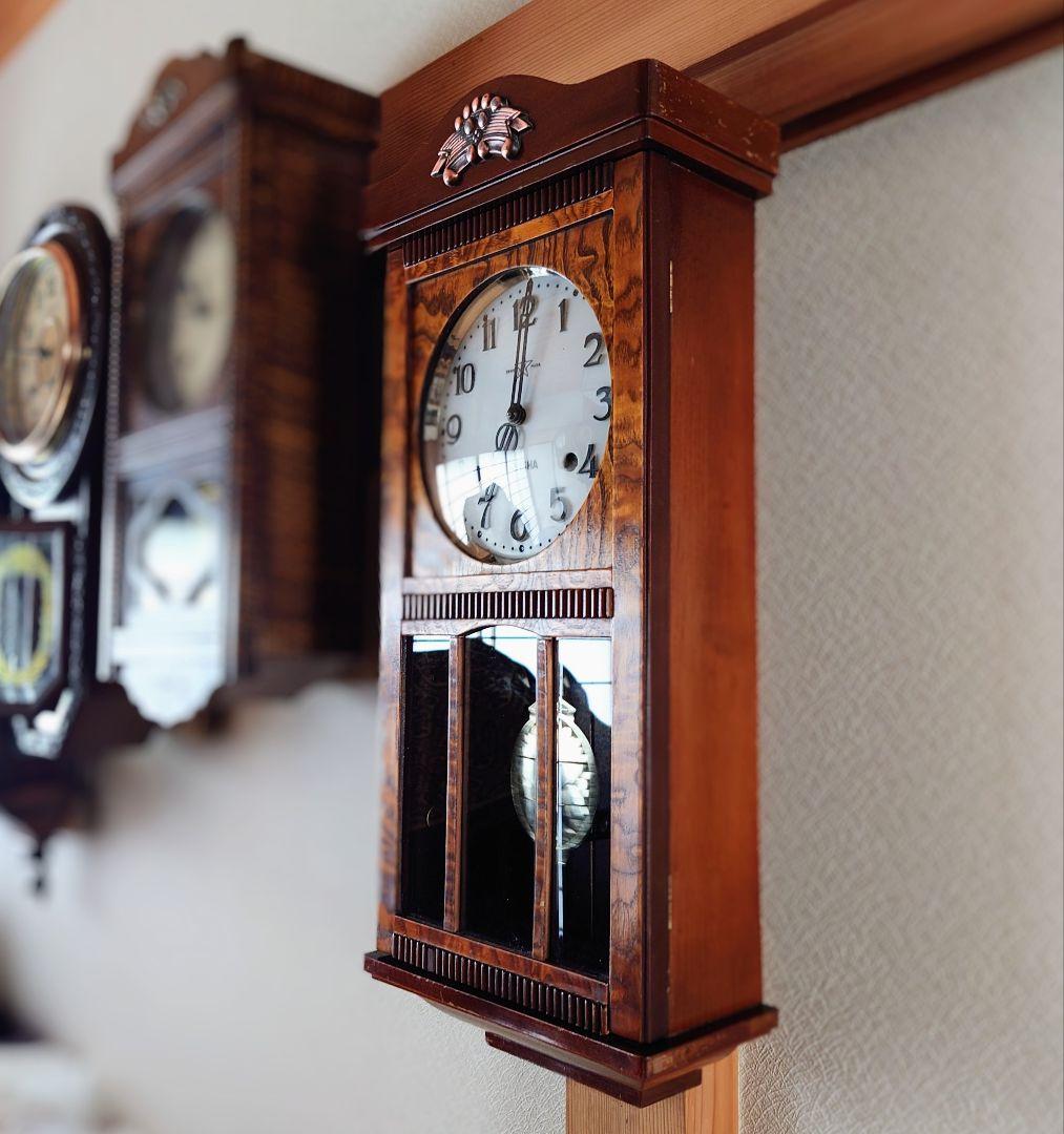 〈完動・美品〉栄計舎　本打式宮型ゼンマイ振り子時計