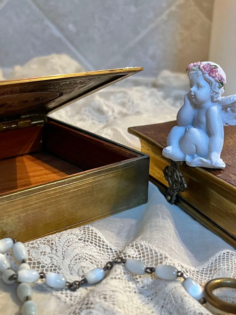 ◇フランスアンティーク｜ブロンズ真鍮エンジェル彫刻ジュエリー