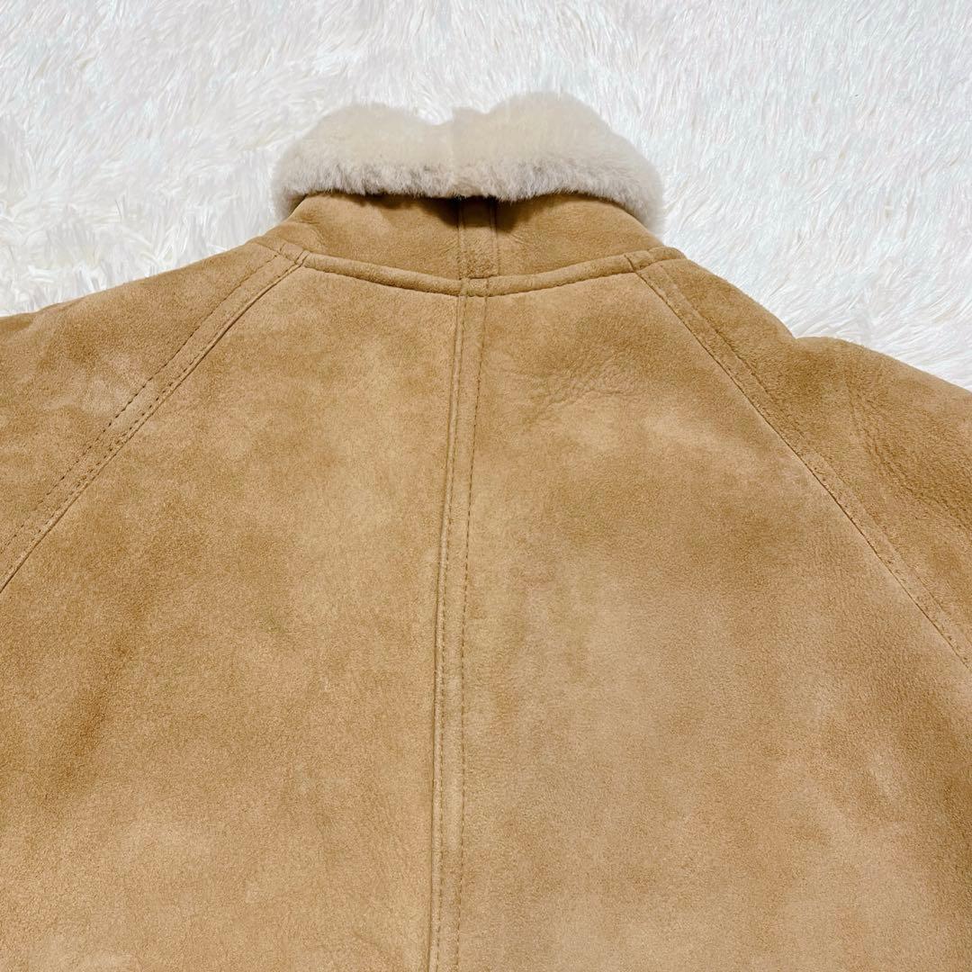 ムートンコート　リアルレザー　ウール裏地　キャメルカラー　サイズFREE