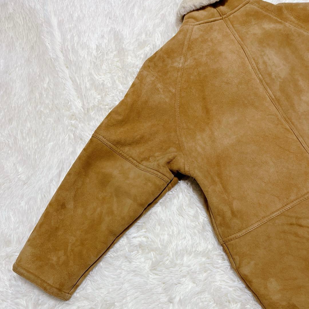 ムートンコート　リアルレザー　ウール裏地　キャメルカラー　サイズFREE