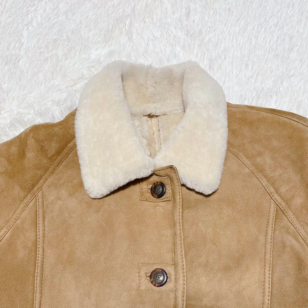 ムートンコート　リアルレザー　ウール裏地　キャメルカラー　サイズFREE