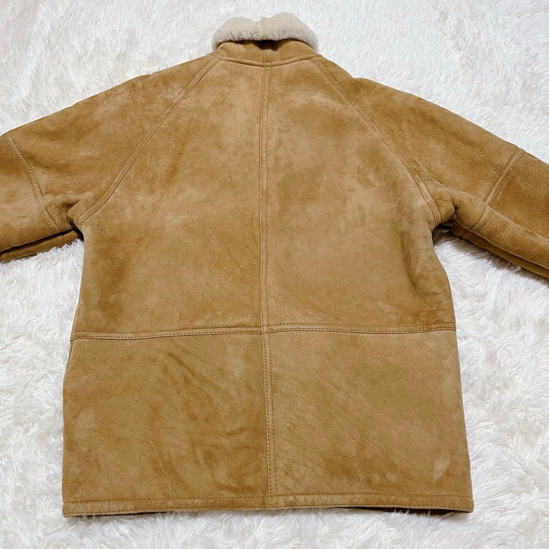ムートンコート　リアルレザー　ウール裏地　キャメルカラー　サイズFREE