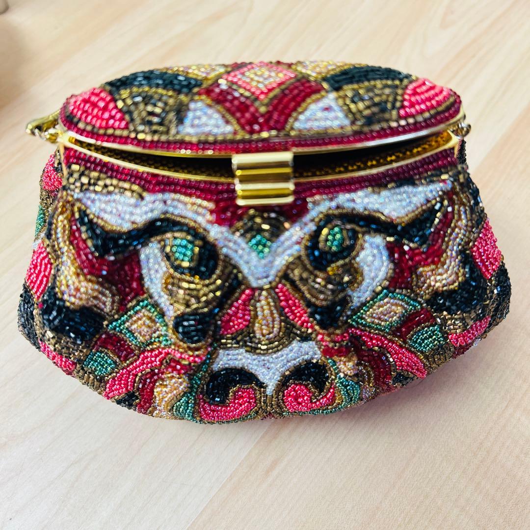 美品 LUMYはしもと パーティバッグ ビーズバッグ 皇室御用達 モルティ 装飾