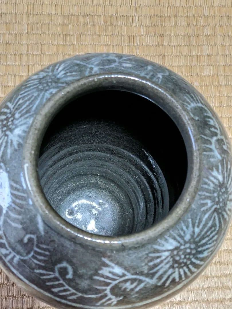 ♦韓国朝鮮陶磁 砂高台 白土象嵌 高麗青磁 瓶 壺 置物飾り 骨董品