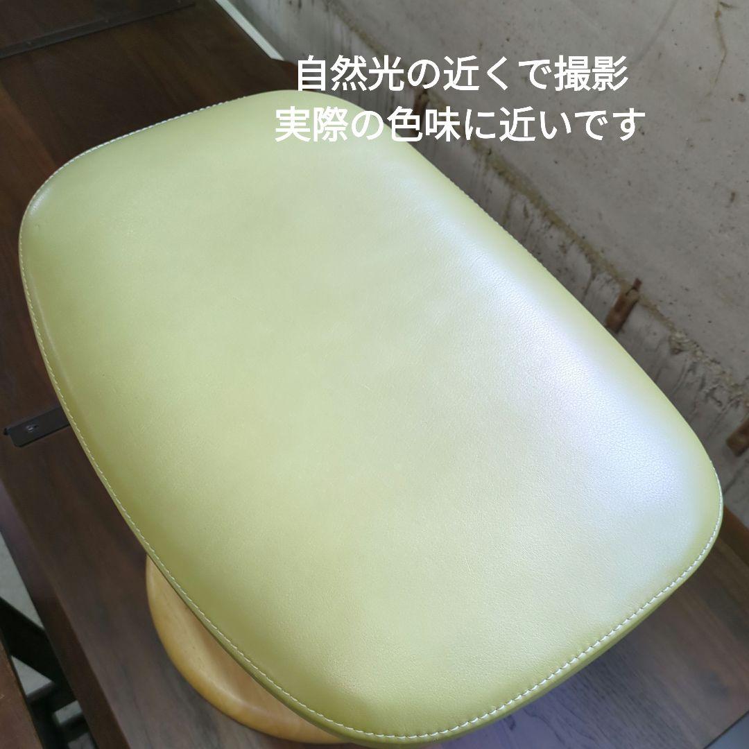 カリモク ◆ 本皮 オットマン レモンイエロー モスグリーン ベージュ レトロ