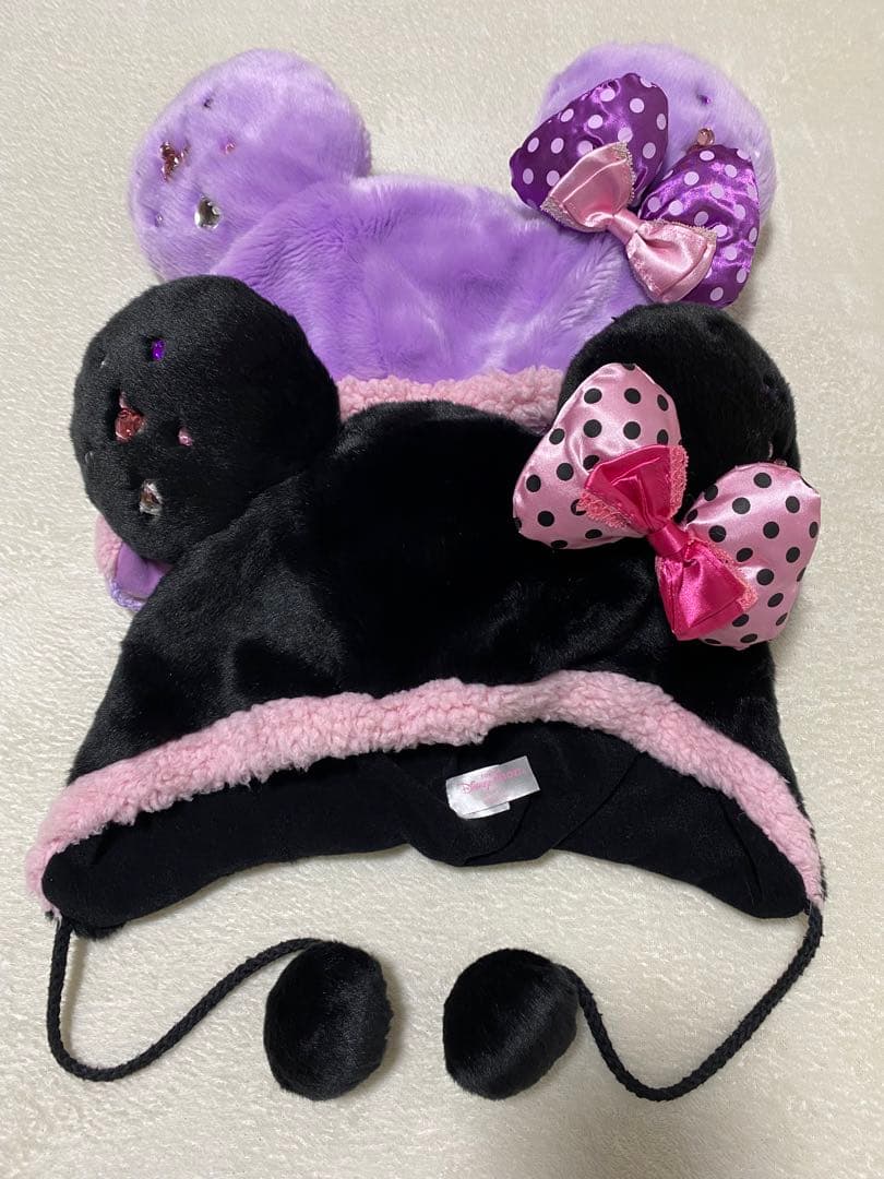 ディズニー ミニー ブラック パープル ファンキャップ 黒 紫 ペア セット