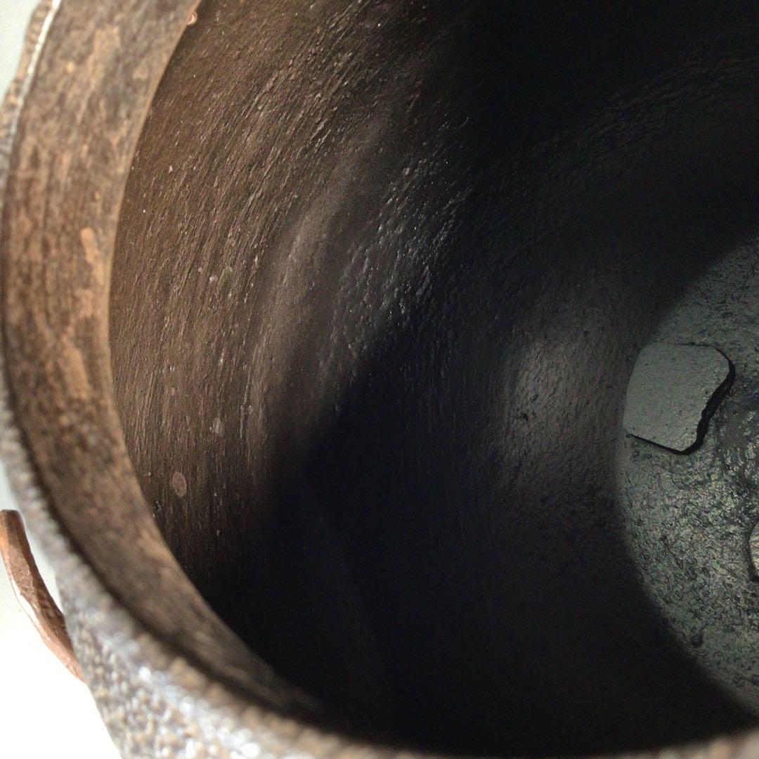 Ｍ６６２　茶釜　『釜師　門脇喜平造』『斑紫銅蓋』『真形釜』　共箱　茶道具