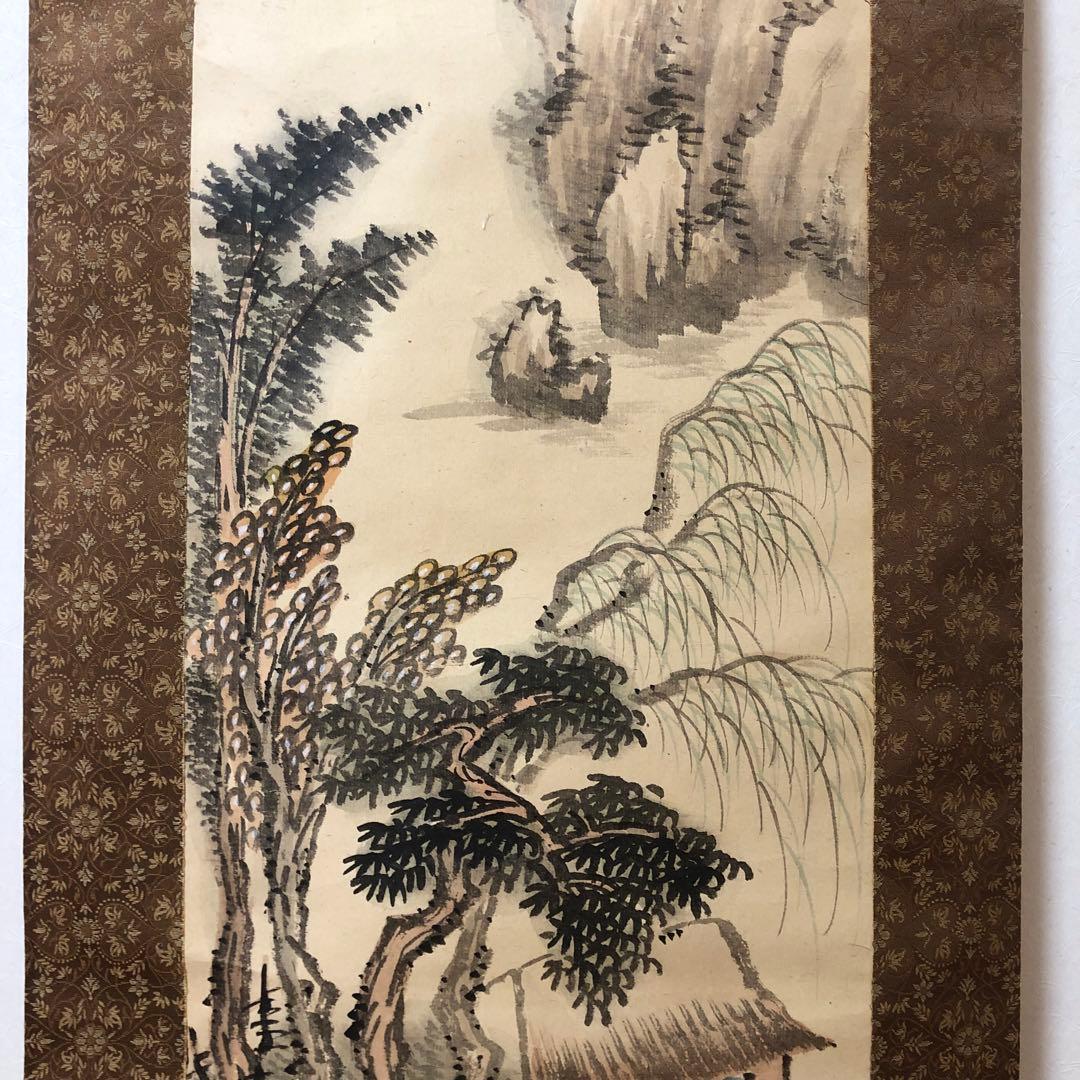 日本絵　掛け軸　深津翠谷 山水絵　美術品　インテリア