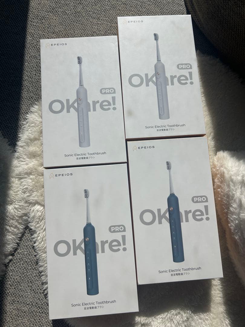 Okare! PRO｜音波電動歯ブラシ 本体 ホワイトとデニムブルー 4個セット