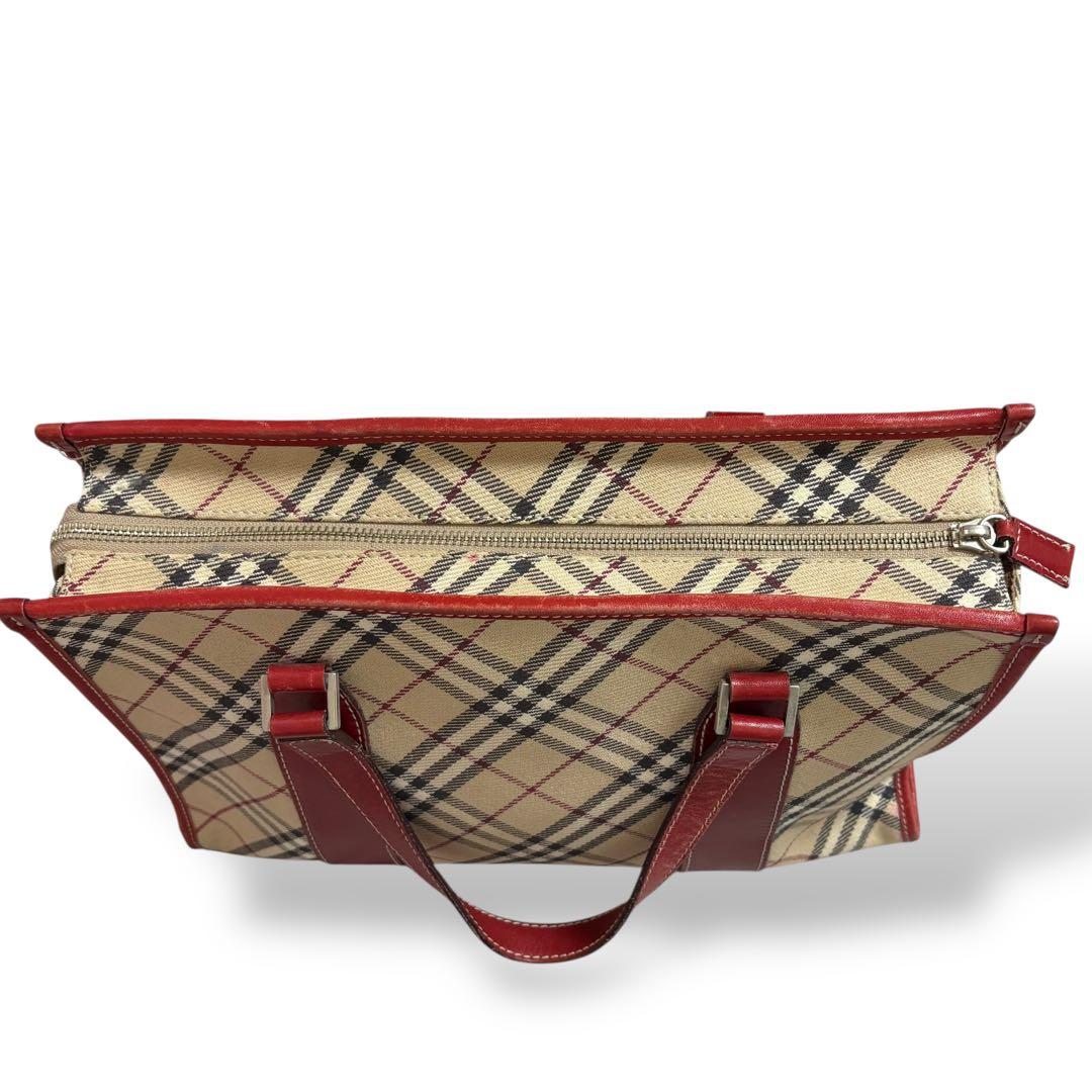 バーバリーロンドン ブルーレーベル ハンドバッグ トート ノバチェック　レッド