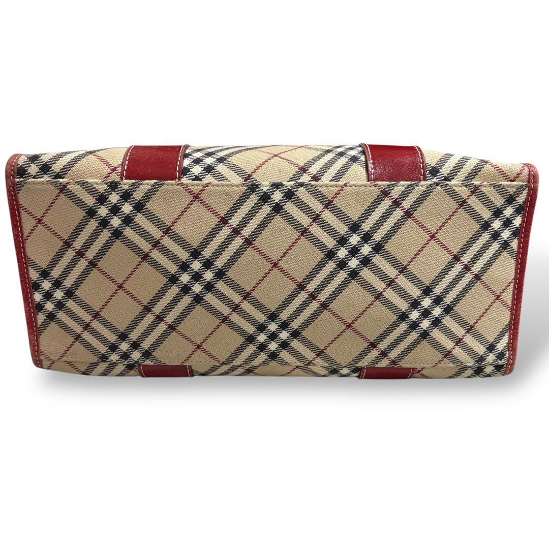 バーバリーロンドン ブルーレーベル ハンドバッグ トート ノバチェック　レッド