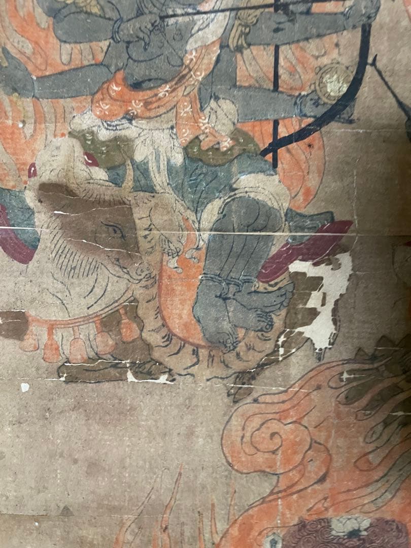 江戸(倉庫)様専用稀少 古い 仏画 明王像 肉筆掛け軸 時代 仏教美術