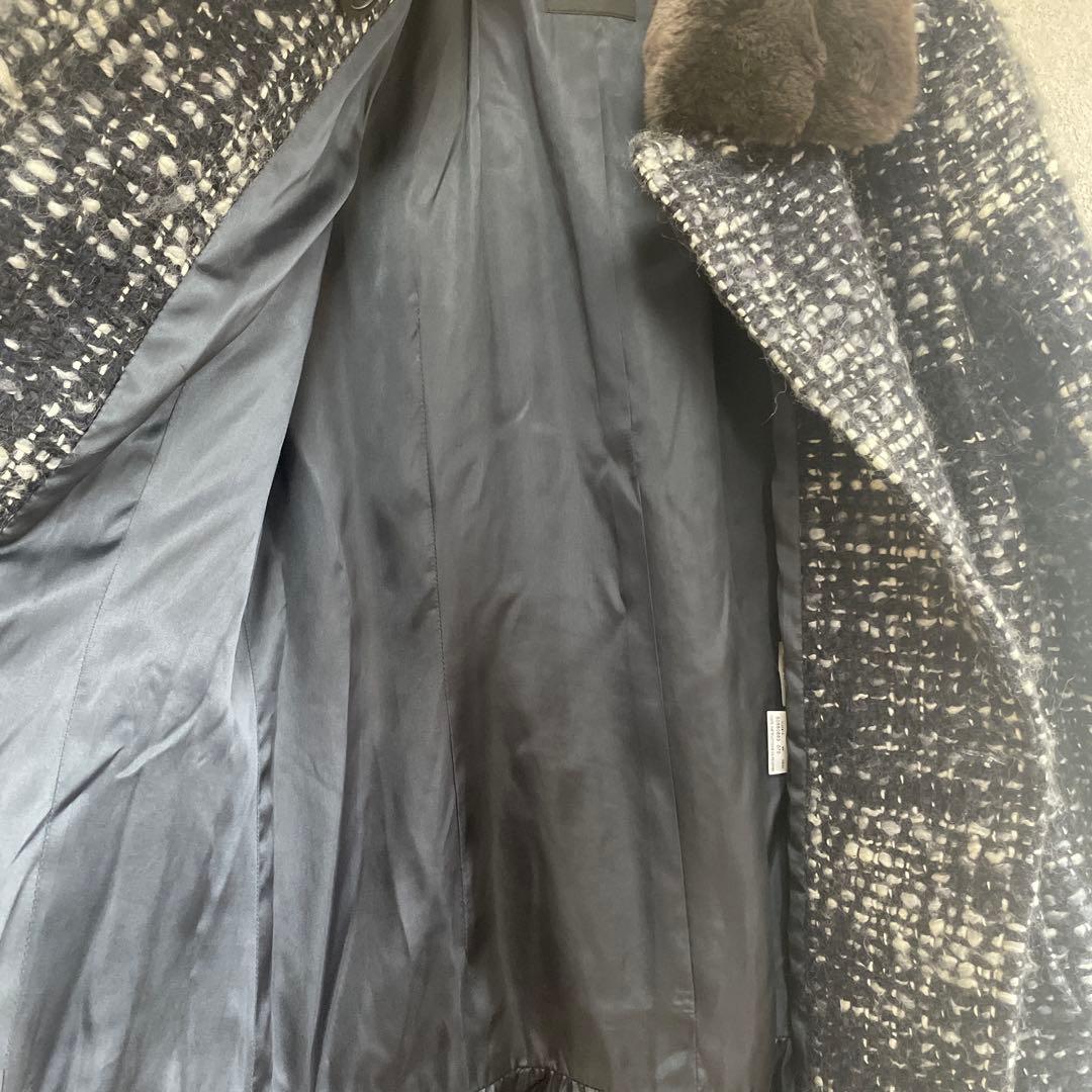 美品✨マックスマーラ 2WAY ツイード ファーコート ペプラム モヘア混 44