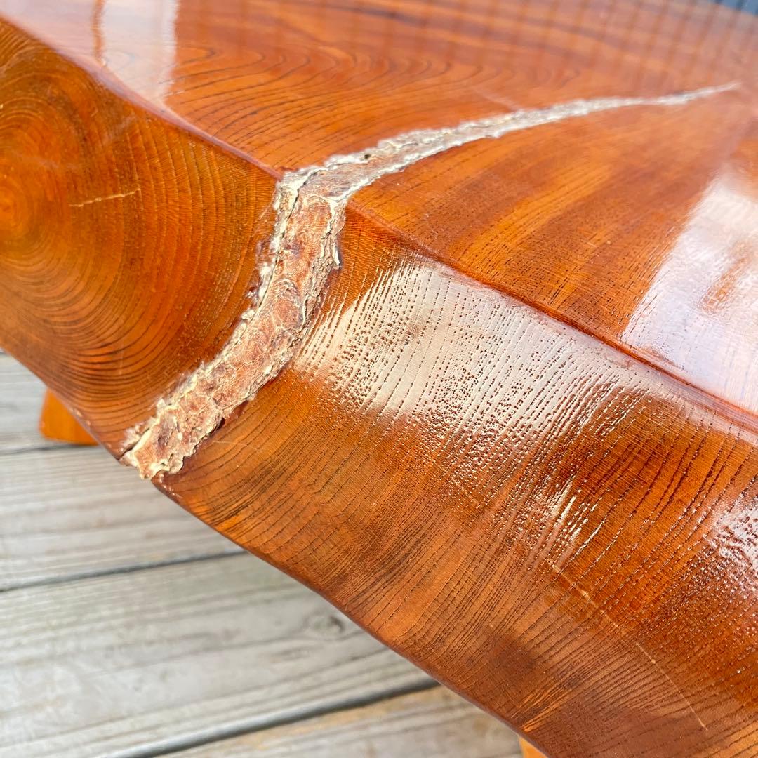 昭和レトロ 木製 天然木 欅材 一枚板 脚付き 座卓 センターテーブル