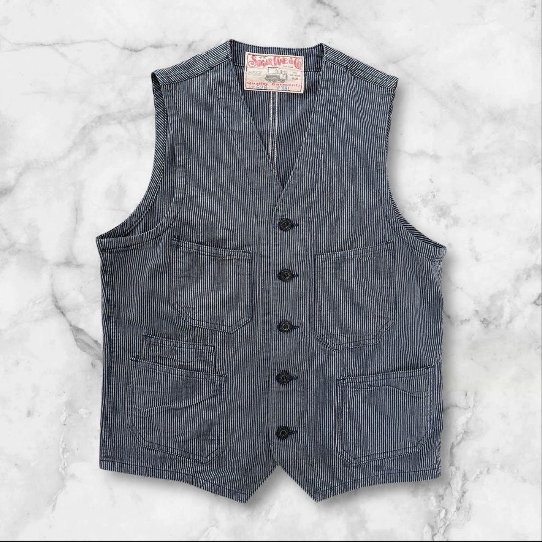 SUGAR CANE ヒッコリーストライプ ワークベスト